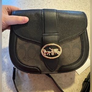 Coach Georgie Saddle Bag Signature Canvas & Leather
